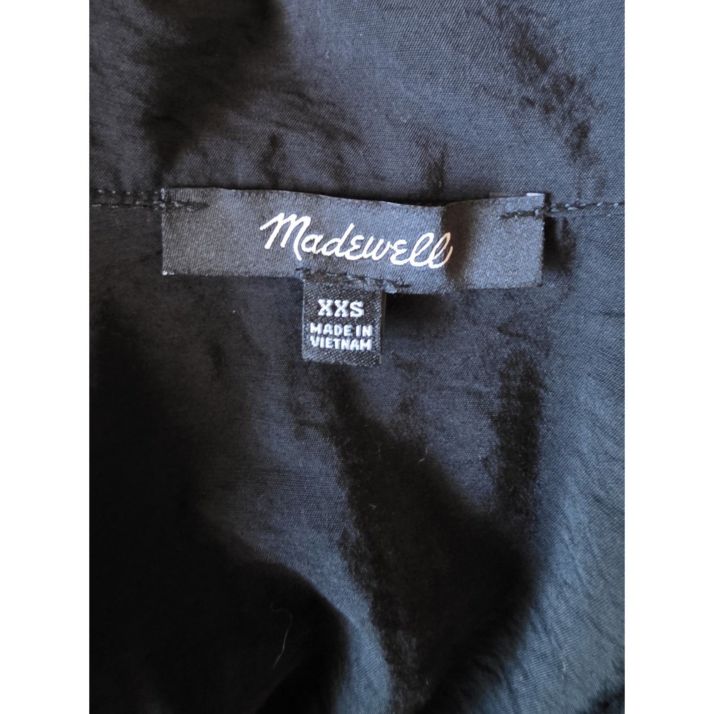 Madewell Blouse XXS Black Solid Collared Short Sleeve Top Shirt Women Classic - Picture 3 of 5